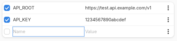 An example of some variables, described below