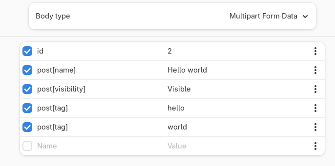 An example of a multipart request