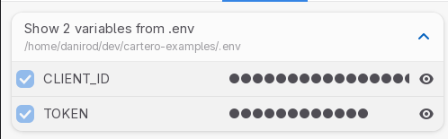 Showing the .env variables