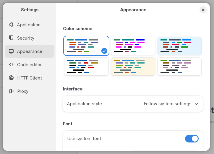The Appearance tab of the Settings dialog