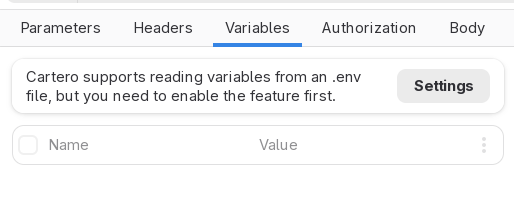 A screenshot of the variables pane