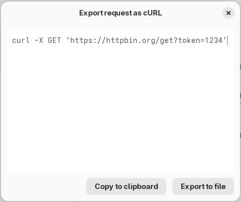 Export as cURL