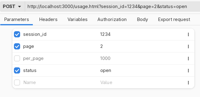 Adding a parameter to the parameter pane of a request