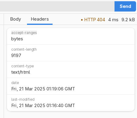A screenshot of the response panel of Cartero