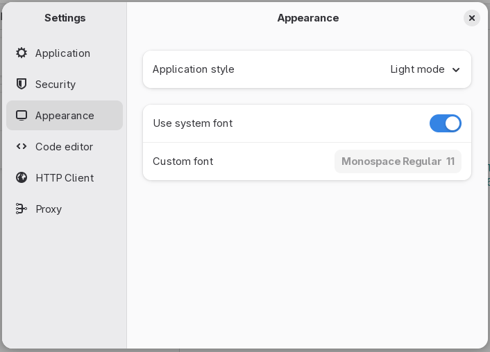 The Appearance tab of the Settings dialog
