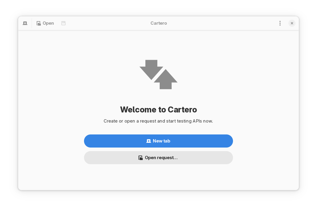 A screenshot of Cartero shows the message 'Welcome to Cartero'