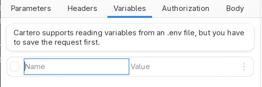 A banner disclosing that .env files are not available