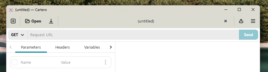 A screenshot of Cartero showing some subtle transparency effects